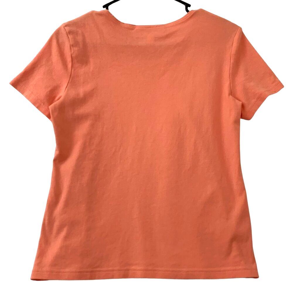 Karen Scott Peony Coral Short Sleeve Top Tee Women’s Size PM - Picture 3 of 3